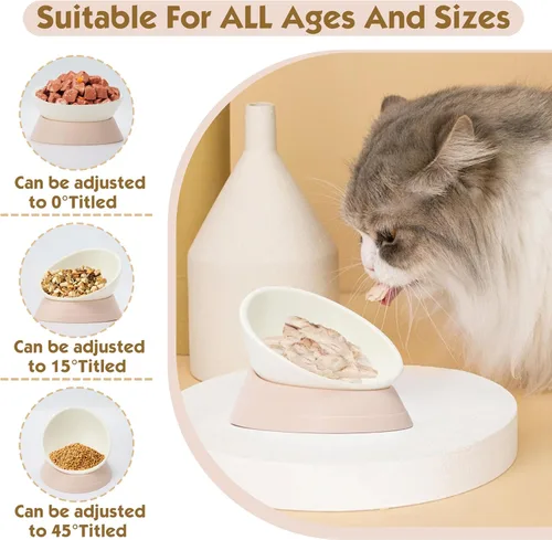 Miniatura 2 de Cuenco de Comida para Bulldog Francés - Cuenco Inclinado para Comida y Agua de Pug, Cuenco para Gatos - Comedero para Frenchie/Shih Tzu/Perros rosa