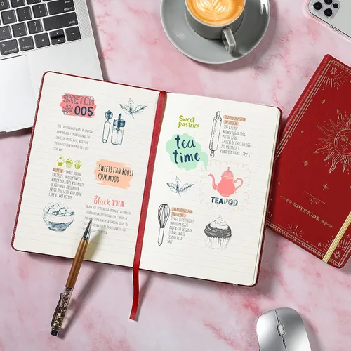 Miniatura 8 de Artfan Cuaderno/diario a rayas – Cuaderno clásico de piel sintética de papel grueso de alta calidad con bolsillo + separadores de páginas, regalos