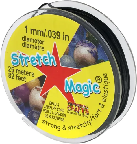 Miniatura 33 de Cordón elástico para cuentas Stretch Magic – Color negro, 0.6mm de diámetro, 100 metros (328 pies) - Fácil de anudar, cuerda fuerte y elástica