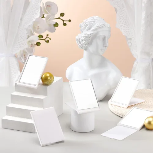 Miniatura 4 de Queekay 16 piezas de 2 x 3 x 0.2 pulgadas, pequeño espejo plegable de maquillaje a granel, portátil, plegable, rectangular, compacto, de pie, espejo