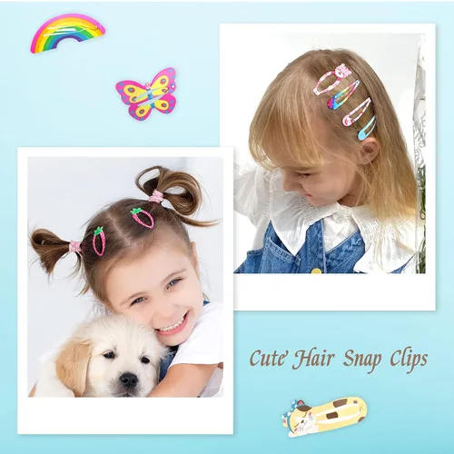 Miniatura 4 de Funtopia - 100 pinzas para el cabello, lindas pinzas para mujeres, adolescentes, niñas, niños, coloridas, sin deslizamientos, de metal, frutas