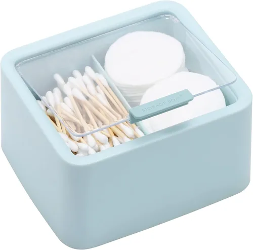 Tecbeauty - Organizador de baño de hisopos de algodón, con 2 rejillas, dispensador de bolas de algodón, frasco de almacenamiento para almohadillas