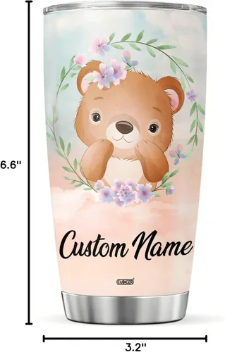 Miniatura 8 de CUBICER Vaso de café personalizado con diseño de oso y tapa aislada, regalos de Navidad para niños, mujeres y adultos, tazas de acero inoxidable