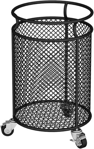 Miniatura 7 de Cesta de lavandería con ruedas, cesta de metal para organizador de habitaciones, contenedores de almacenamiento de ropa sucia de malla redonda