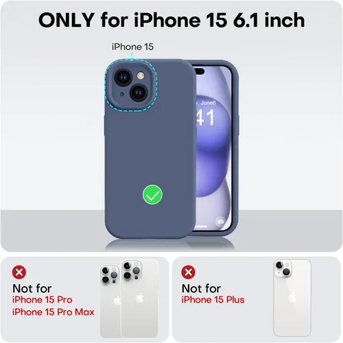 Miniatura 5 de Vooii Compatible con iPhone 15, silicona líquida Defender mejorada, protección mejorada de la cámara, forro de microfibra antiarañazos suave, funda
