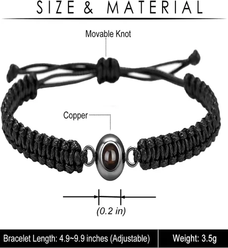 Miniatura 2 de Pulsera de fotos personalizada, pulsera de proyección de fotos, pulseras circulares de fotos con imagen en el interior, pulsera trenzada