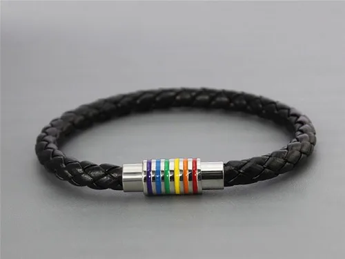 Miniatura 6 de Brazalete Oakky de piel trenzada, magnética, arcoíris LGBT, orgullo gay y lésbico