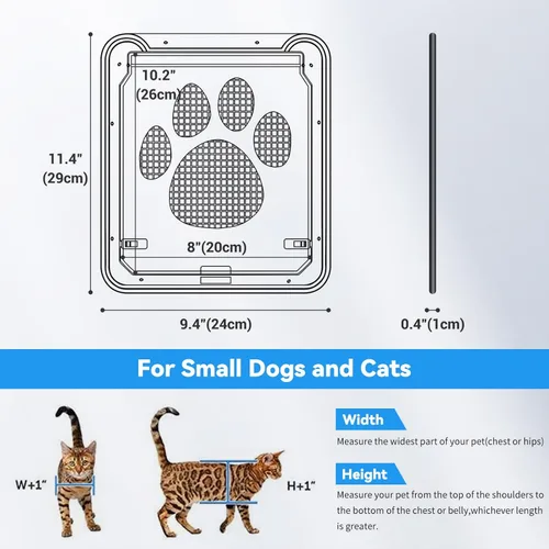 Miniatura 6 de NAMSAN Puerta mosquitera para gatos, apertura de solapa de 8 x 10 pulgadas, puerta de gato para puerta mosquitera, puerta magnética de cierre