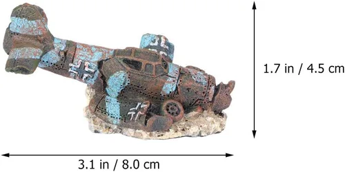 Miniatura 7 de VILLCASE Sunken Fighter Plane Resina Acuario Plano Decoraciones Acuario Ornamento Escondite Habitat Fish Tank Paisaje Ornamento