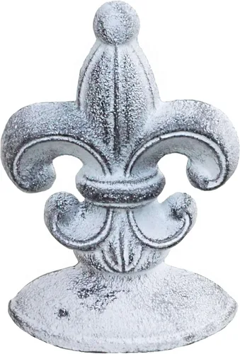Lulu Decor, Tope de puerta de flor de lis, hierro fundido, 2 libras, tope de puerta (blanco antiguo)