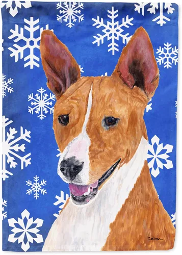 Miniatura 197 de Caroline's Treasures SC9374GF Bulldog English Snow flakes Holiday Garden Flag Buzón Bandera decorativa para patio exterior, patio, obras de arte