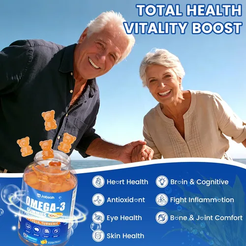 Miniatura 4 de Gomitas veganas Omega-3 de 1000 mg de aceite de algas (DHA 460 mg y EPA 230 mg), alternativa de aceite de pescado Omega 3 para adultos, más cúrcuma