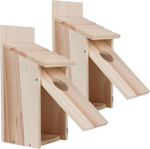 Miniatura 2 de Paquete de 2 casas para pájaros para exteriores, casas tipo caja para pájaros azules para exteriores, pajarera de cedro para pinzones, golondrinas