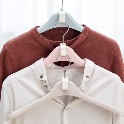 Miniatura 7 de 50 ganchos para colgar ropa, ganchos en cascada, clips extensores de plástico multifuncionales resistentes para ahorrar espacio, color blanco 50