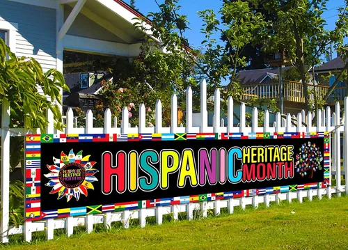 Nepnuser Letrero colgante para decoración del Mes Nacional de la Herencia Hispana, 21 países de habla hispana, grande, hogar, jardín, exterior,