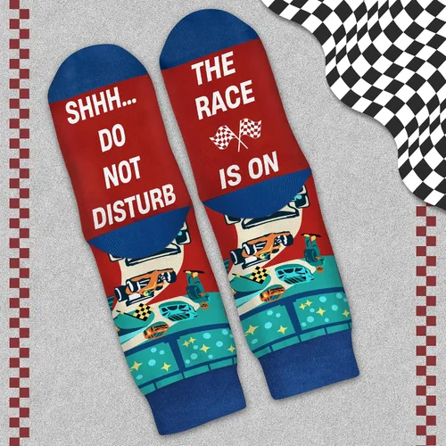 Miniatura 5 de VICRAZY Coche de Carreras, Calcetines de Coche Deportivo para Hombres, Mujeres - Regalos de Fórmula 1, Calcetines de Carreras, Rellenos de Media