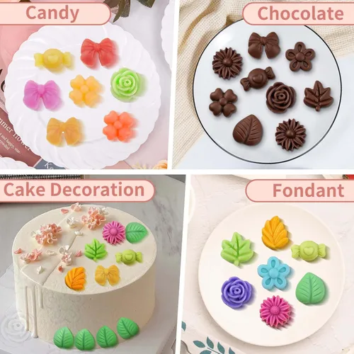 Miniatura 4 de Moldes de flores de silicona, 2 piezas de moldes de silicona para chocolate con 36 cavidades para chocolate, gomitas, cubitos de hielo, decoraciones