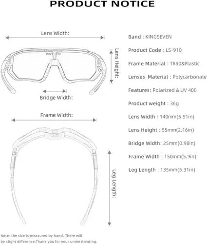 Miniatura 4 de KINGSEVEN Gafas de sol polarizadas de ciclismo para hombre, gafas de sol deportivas MTB gafas de bicicleta UV400 protección LS910 c03