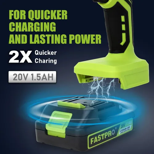 Miniatura 7 de FASTPRO Juego de taladro inalámbrico máximo de 20 V, kit de destornillador de taladro eléctrico de 3/8 pulgadas con batería de 1.5 Ah, cargador