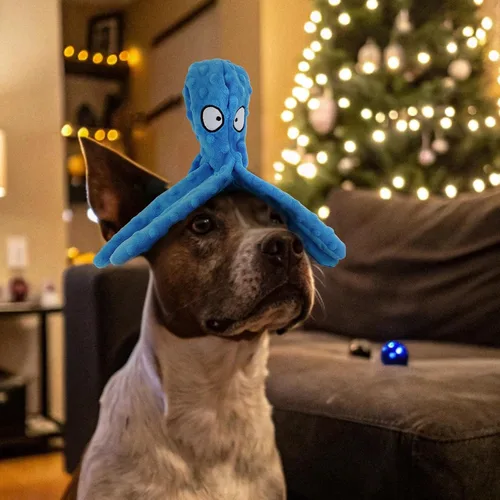 Miniatura 9 de HGB Juguetes chirriantes para perros, paquete de 2 juguetes para masticar sin relleno, pulpo arrugado para cachorros, perros pequeños, medianos
