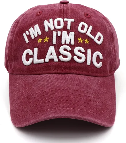 Divertidos regalos de jubilación o cumpleaños sombreros para hombres y mujeres, gorra de béisbol clásica I'm Not Old Regalos para papá, abuelo y