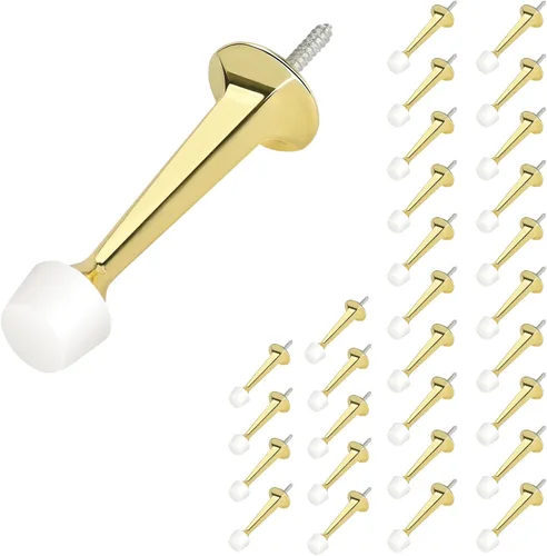 Miniatura 25 de HOMOTEK Paquete de 20 topes de puerta rígidos sólidos resistentes con punta de goma suave, tope de puerta fundido de zinc para proteger la pared