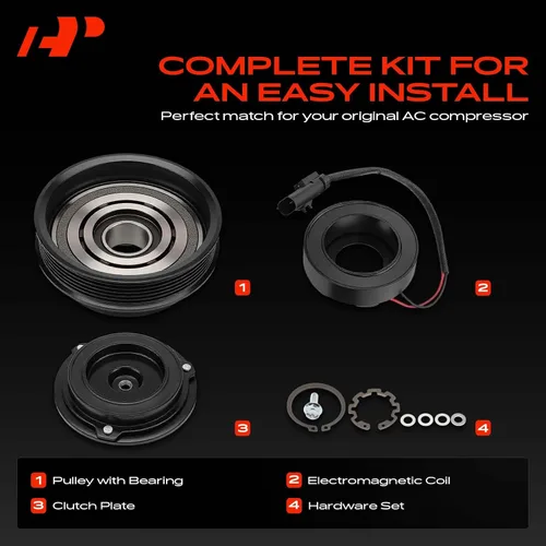 Miniatura 3 de Kit de embrague de compresor de A/C de A-Premium compatible con Dodge Charger 2006-2010, Challenger 2008-2010, Magnum 2005-2008 y Chrysler 300