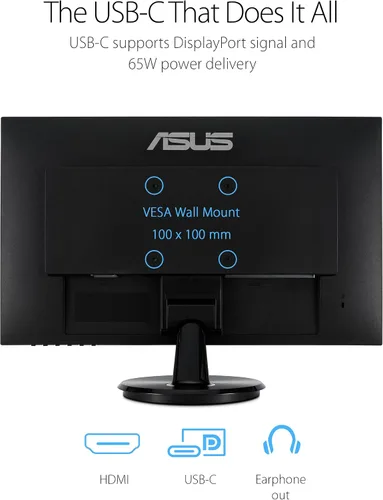 Miniatura 6 de ASUS Monitor 1080P de 27 pulgadas (VA27DCP) - Full HD, IPS, 75Hz, USB-C 65W Power Delivery, altavoces, sincronización adaptativa/FreeSync, cuidado