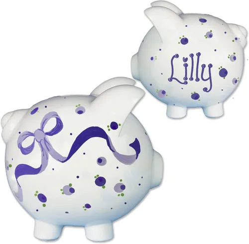 Miniatura 19 de My Bambino Hucha personalizada pintada a mano para niñas, grande, de cerámica, color blanco, tapón extraíble (sirena)