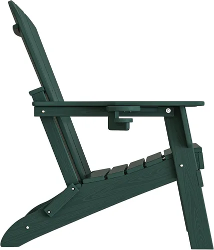 Miniatura 10 de Plawdlik Silla plegable Adirondack, probada por SGS, con textura de madera y portavasos, resistente a todo tipo de clima, cómoda para piscina, patio