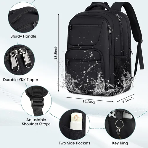 Miniatura 4 de Mochila de viaje para laptop de 17 pulgadas, extra grande, con orificio de carga USB, 45L, antirrobo, resistente al agua, bolsa para computadora