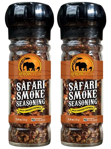 Miniatura 11 de African Dream Foods Mezcla de condimentos con humo Safari con pimientos ahumados, sal marina Ideal para carne, pollo, verduras Molinillo