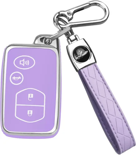 Miniatura 10 de QBUC Funda para llavero de Toyota con llavero, protección de funda para llave de automóvil para Toyota compatible con Camry Avalon Corolla