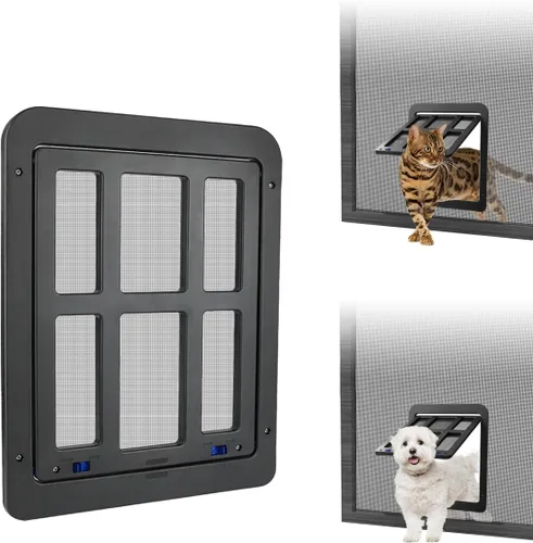 NAMSAN Puerta mosquitera para gatos, apertura de solapa de 8.3 x 10.3 pulgadas, puerta de perro para puerta mosquitera, puerta de gato con ventana