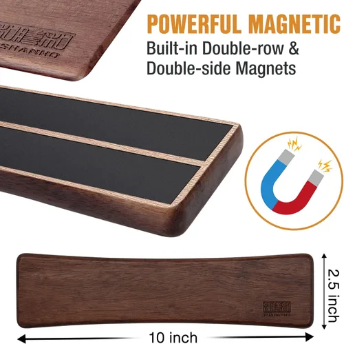 Miniatura 2 de HOSHANHO Tira magnética para cuchillos, poderosas tiras magnéticas de madera de acacia, soporte magnético para cuchillos para pared, 10 pulgadas