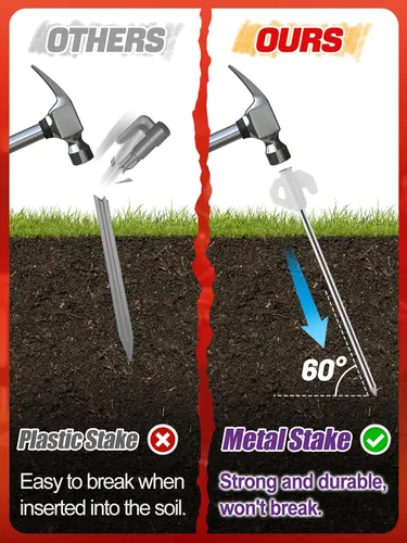 Miniatura 2 de 8 piezas de estacas de metal para inflables navideños - Estacas y amarres resistentes de servicio pesado, estacas clavijas de suelo para patio