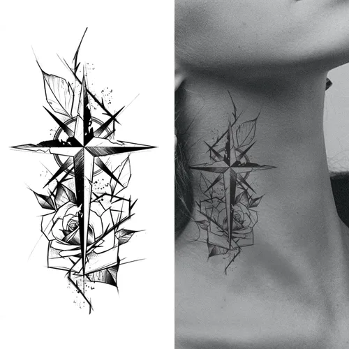 Miniatura 10 de 2 hojas de tatuajes temporales pequeños pequeños para mujeres y hombres, manos, cuello, muñeca y cara, lindas calcomanías de tatuaje de dibujos