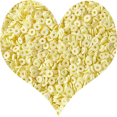 Miniatura 16 de 3000 cuentas redondas planas de polímero de vinilo Heishi para hacer joyas, mujeres, collares, pulseras y aretes (09-amarillo)