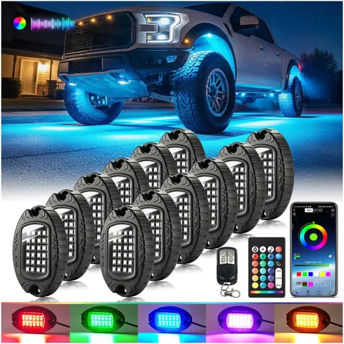 Miniatura 13 de 1 Cápsula de Repuesto para Cápsula Dañada para Luces de Roca LED RGB Segmentadas de 12v Luz Inferior Multicolor Impermeable de Neón para Jeep