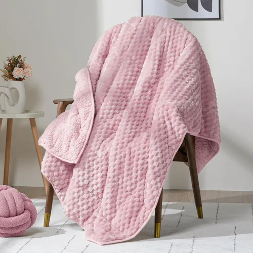 Miniatura 14 de Wemore Manta con peso de forro polar para adultos (48 x 72 pulgadas, 15 libras, negra), manta pesada de sherpa suave y acogedora de doble cara