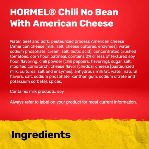 Miniatura 4 de HORMEL Chili Sin frijoles con queso americano, sin ingredientes artificiales, 15 onzas, paquete de 12