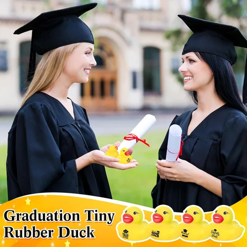 Miniatura 6 de MiniInflat 100 patos de goma de graduación de clase 2026 a granel 2026 Congrats Grad, varios patos de goma para graduación, juguetes de pato