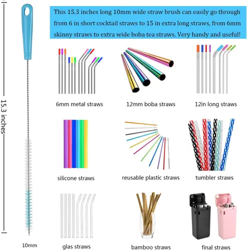 Miniatura 5 de ALINK Juego de 5 cepillos azules para botellas + cepillo de limpieza de drenaje de fregadero