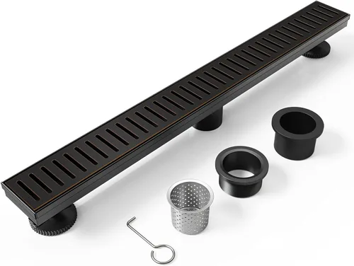 Miniatura 11 de WEBANG - Drenaje lineal de 12 pulgadas para ducha rectangular con accesorios, cubierta de patrón cápsula, rejilla extraíble, acero inoxidable SUS304