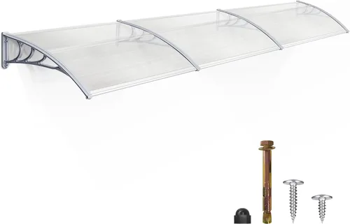 Miniatura 12 de MCombo - Toldo de policarbonato para ventana de exterior de 78.2 pulgadas, lámina hueca, toldo para puerta de patio