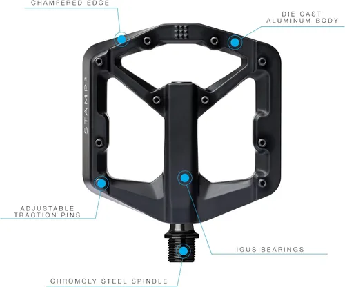 Miniatura 3 de Crankbrothers Stamp Pedales Planos MTB - Pedales de Bicicleta Ligeros, Versátiles y Duraderos de Tamaño Específico Negro