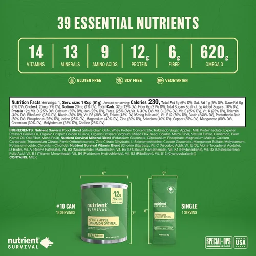Miniatura 6 de Harina de avena instantánea con alto contenido de proteínas, manzana y canela, suministros de preparación liofilizados y suministro de alimentos