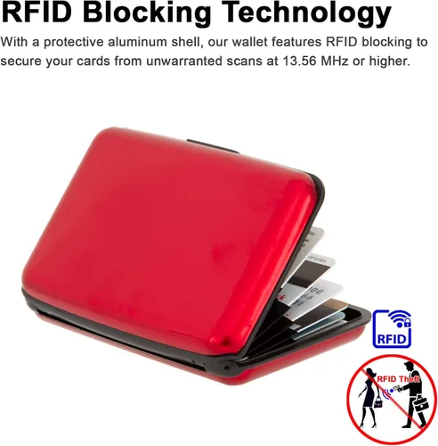 Miniatura 3 de Soporte para tarjetas de crédito, cartera metálica con bloqueo RFID para tarjetas de identificación para mujeres y hombres, funda rígida de aluminio