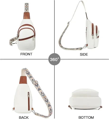 Miniatura 63 de Telena Bolso bandolera para mujer, bolso cruzado para mujer, cangurera de cuero vegano con correa ajustable