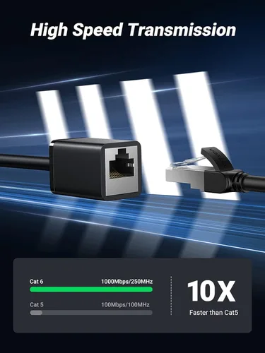 Miniatura 3 de UGREEN Cable de extensión Ethernet Cat6, extensor de cable LAN Cat 6 RJ45, cable de conexión de red tipo patch macho a hembra, conector para módem